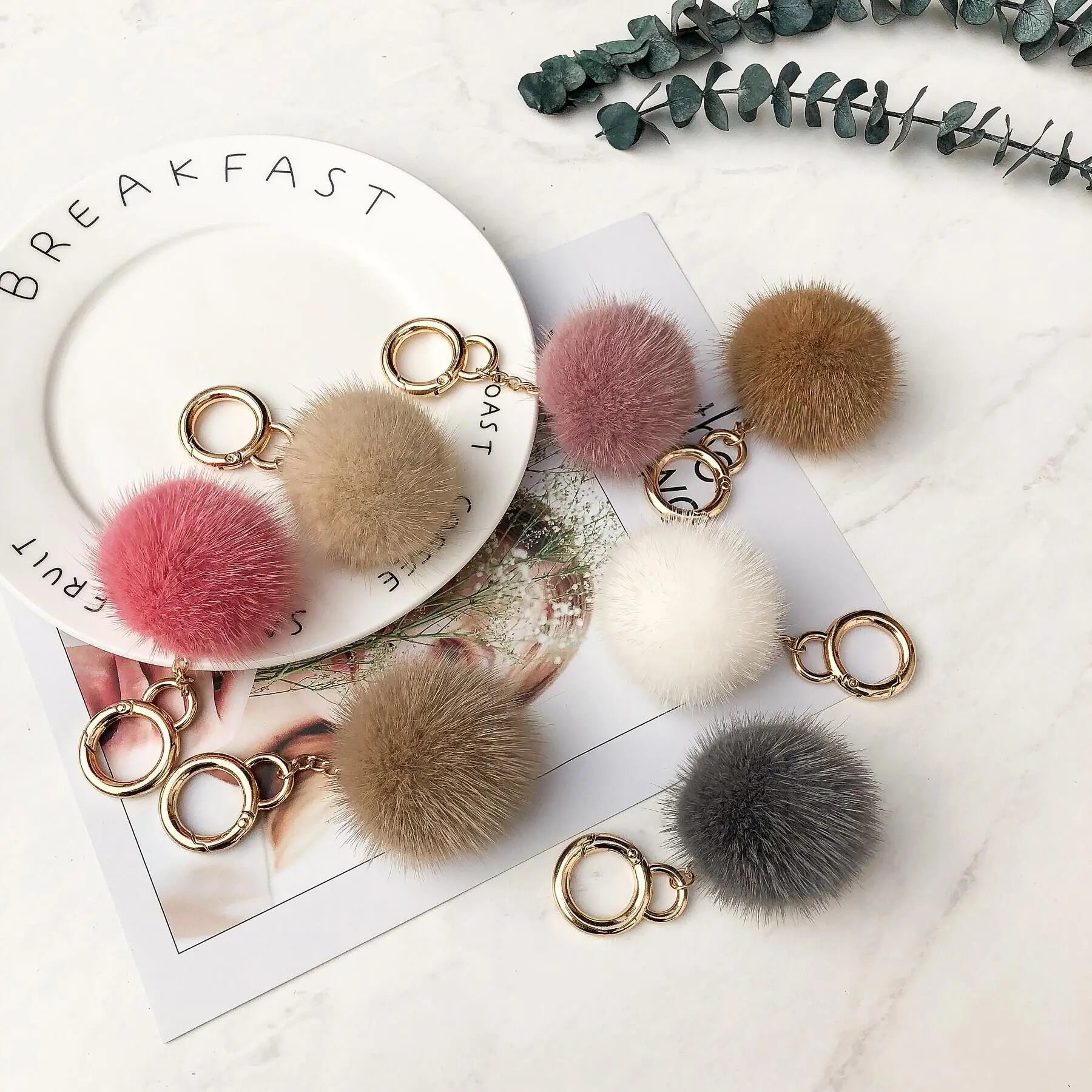 Cheap Real Mink Fur Pompoms for Handbag Custom Size 3.5cm Real Mink Fur Ball Pompons