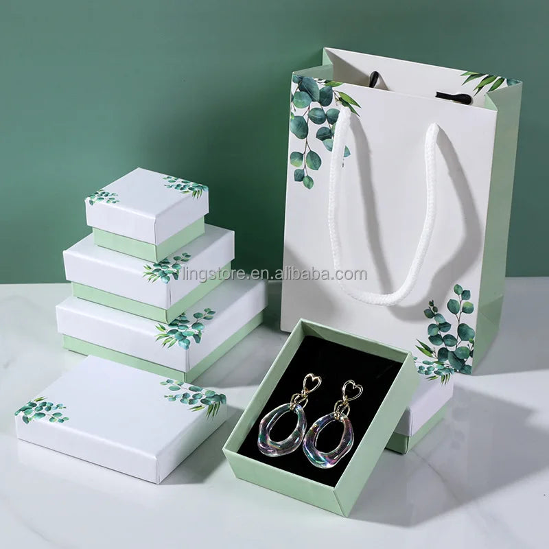 Factory Wholesale OEM Korean Paper Jewelry Gift Box Packaging Fresh Luxury Custom logo Box Cardboard Lid and Base Jewelry Box