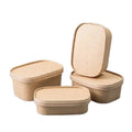 32oz Rectangle Kraft Paper Bowl with Plastic Lid Square Food Packaging Container Best Price
