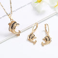 Colorful Bridal 18k Gold Plated Multi Zircon Necklace and Earrings Jewelry Set
