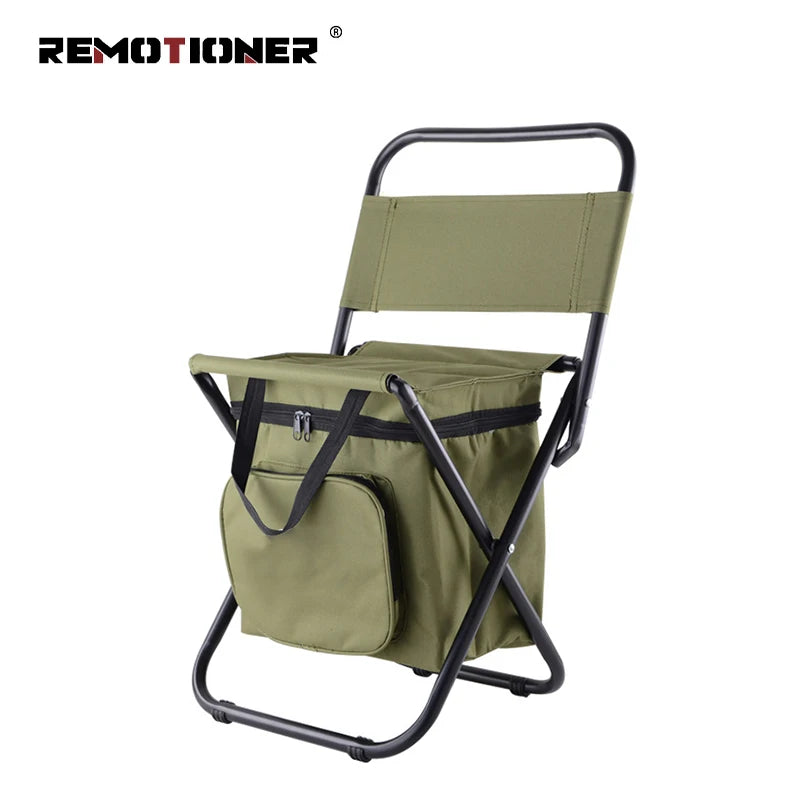 Lightweight Backrest Folding Chair Seat Portable Foldable Camping Fishing Chair with Cooler Bag