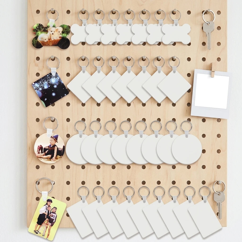 MDFSUB Sublimation MDF Keychains MDF-KC-MIX-001 DIY Wood Laser Cut Assorted Shapes