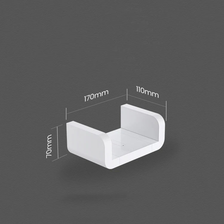 White Plastic Floating Wall Shelf for Bathroom Easy Wall Mount Kitchen Accessories and Home Decor Storage Units