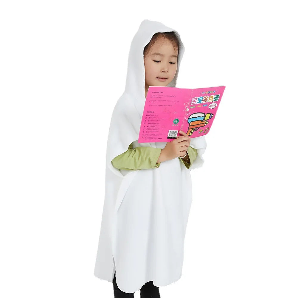 Sublimation Blank Children's Double-sided Flannel Bath Towel Cloak Hooded Head Outdoor Travel Warm Pajamas Bathrobe