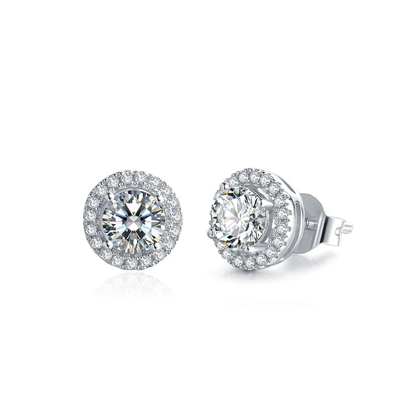 Abiding Jewelry OEM/ODM Factory Bijoux Wholesale 925 Sterling Silver 5mm Moissanite Stone Earrings Stud