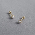 925 Sterling Silver Trendy Lace Synthetic Pearl Screw Bead Stud Earrings Gold Fashionable Ear Bone Piercing Jewelry for Weddings