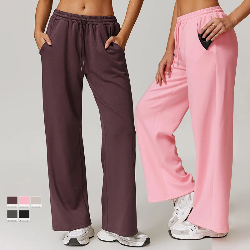 SHINBENE 32" Air Layer Womens Drawstring Sweatpants Relaxed Fit Comfy Straight Leg Jogger Sweatpants With Pockets