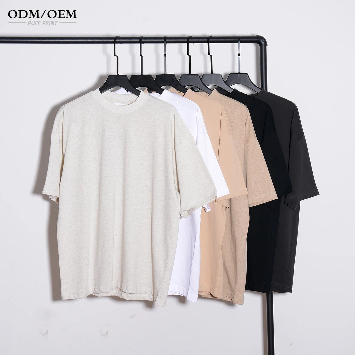 Turtleneck T Shirts Short Sleeve Ribbed High Neck T-shirt Heavyweight 230G Plain Tee Shirts for Men