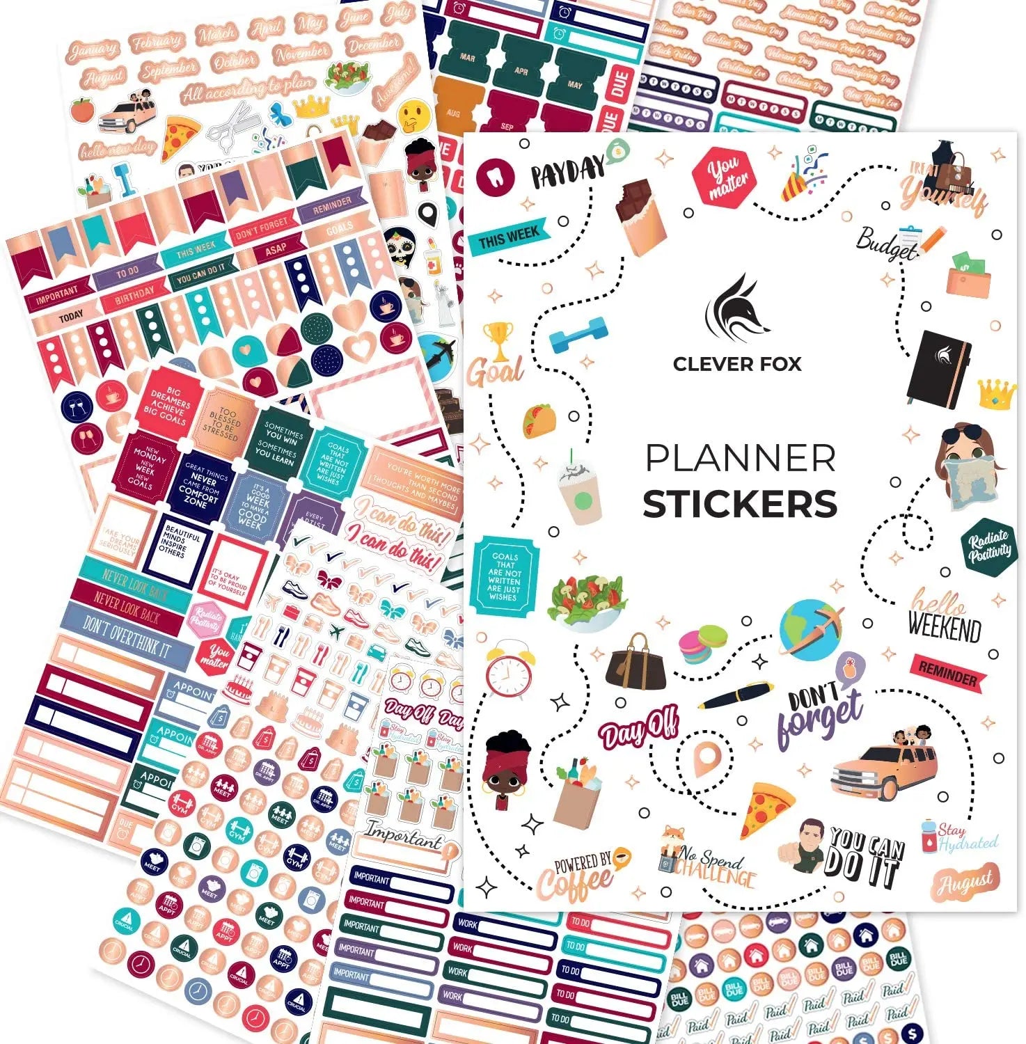 Customized Custom Icons Planner Stickers Set for Planners Vinyl UV Printing Gold Foil Waterproof Decorative Stickers