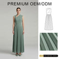 Brand Customization Long Summer Asymmetrical Collar Sleeveless Splicing Pleated Natural Waist Regular Vintage Solid Elegant Maxi