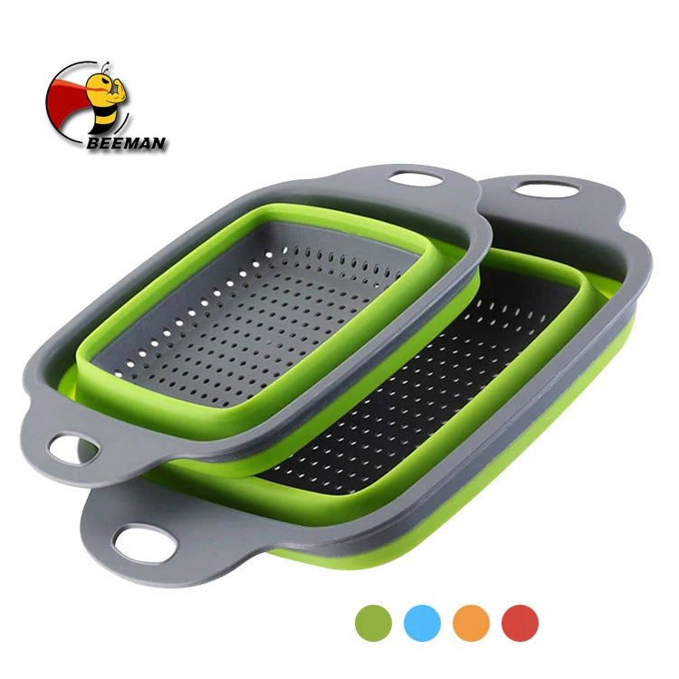 Beeman Kitchen Foldable Collapsible Folding Fruit Water Filter Silicone Sink Strainer Colander Drain Basket