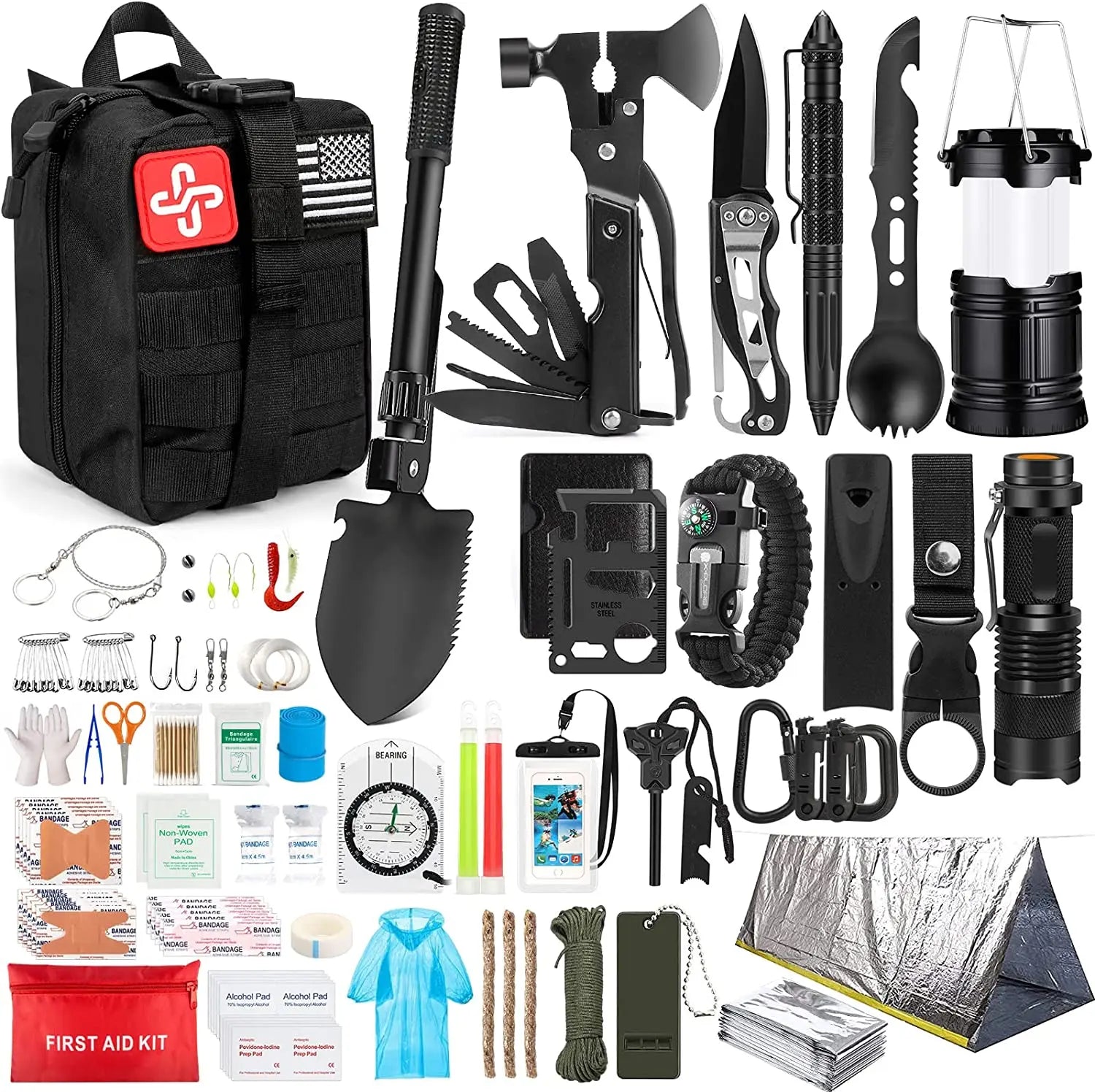 Survival Kit Gear Box Tactical Outdoor Survival Kits for Hiking Camping 250 in 1 Emergency Survival Kits