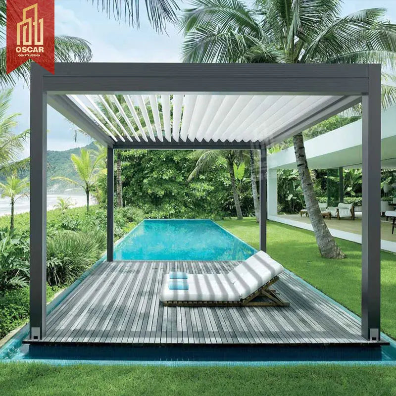 Luxury Modern Outdoor Pergola Aluminium Waterproof Louver Roof Metal Garden Pergola