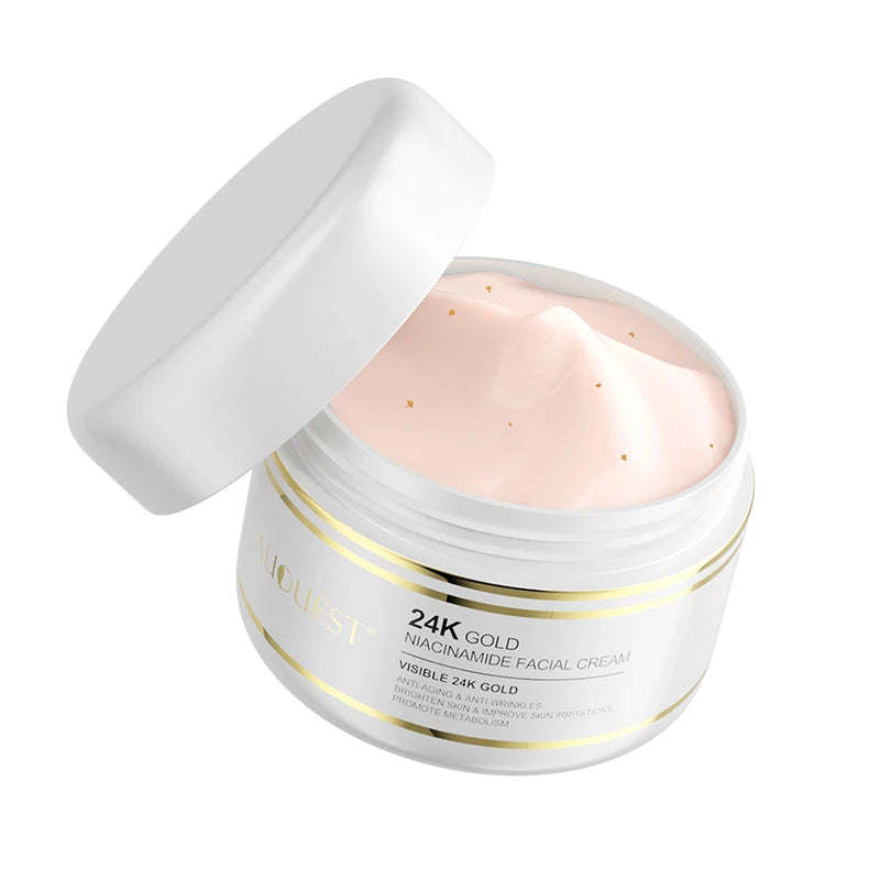Anti Aging Reduces Dullness Fades Dark Spots Brightening Moisturizing Face 24K Gold Niacinamide Gel Cream