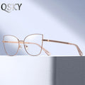 2025 Qsky Luxury Designer Metal Frame Spectacles Women Oversized Cat Eye Blue Light Blocking Glasses Frame Eyeglass Women