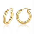 Women's Simple Stainless Steel 18K Gold Plated Exaggerate Big 4MM Wide Circle Earrings Titanium Steel C Wedding Party Gift