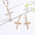 Top Selling 18K Oro Gold Plated Zirconia Crucifix Jesus Fashion Simple Cross Pendant Necklace Jewelry Sets
