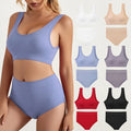 BS024 High Quality Wide Straps Thin Style Wire Free Cotton Comfortable Women Underwear Set