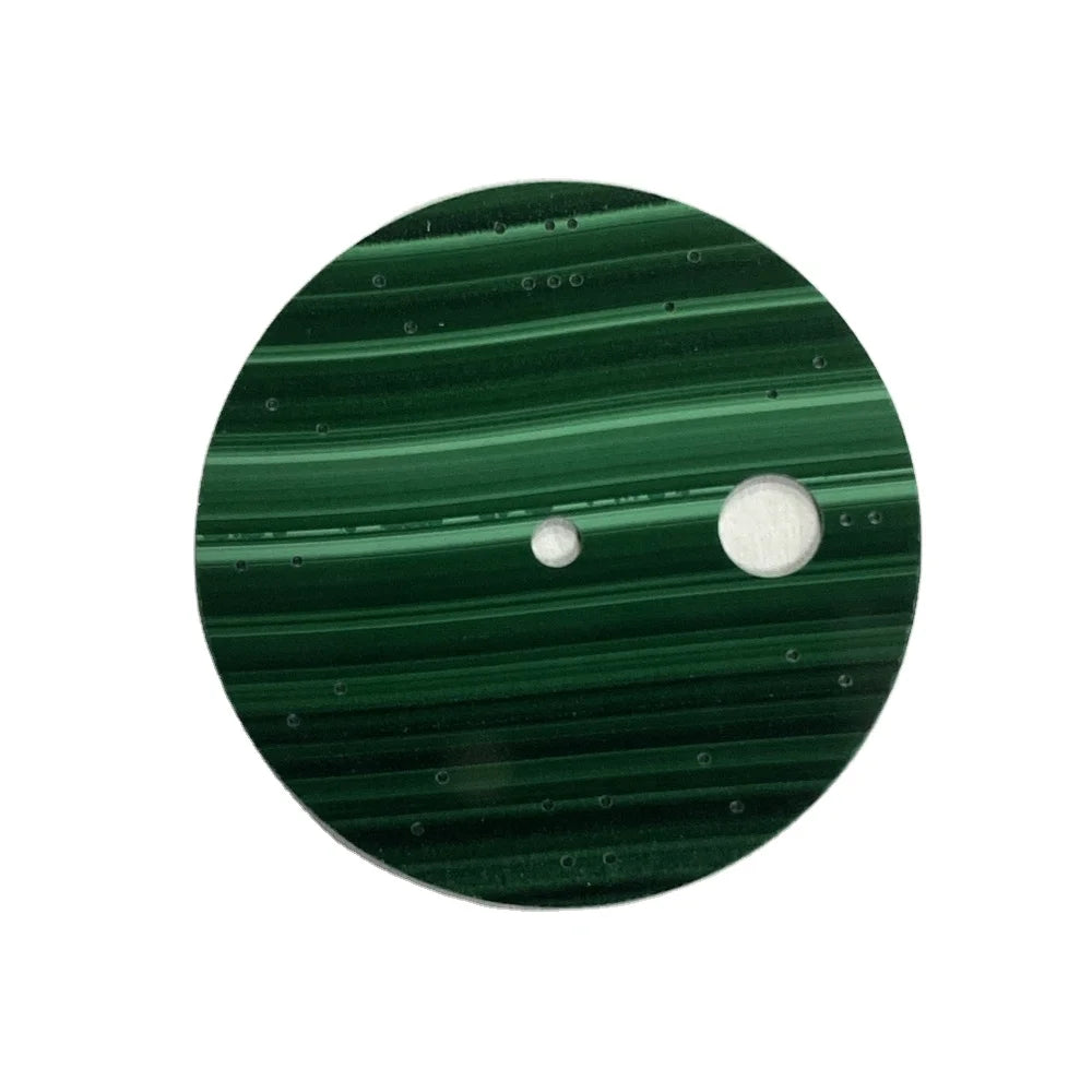 HQ GEMS 33.5mmx0.4mm AAA Quality Coins Round Shape Malachite Gemstone Blank Dial Watch Making