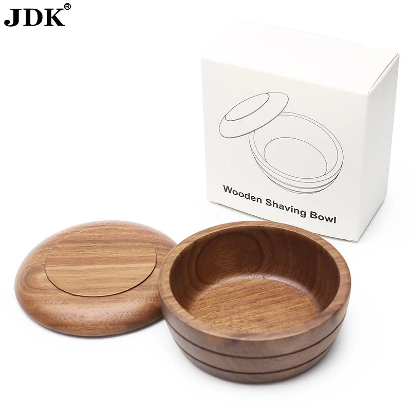 JDK Wholesale Custom Men Handmade Professional Wood Wet Shave Shaving Bowl with Lid