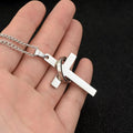 Non Tarnish Fashion Letter Circle 3 Cross Necklace 18k Gold Cross Silver Fashion Jewelry Pendent Necklace for Women