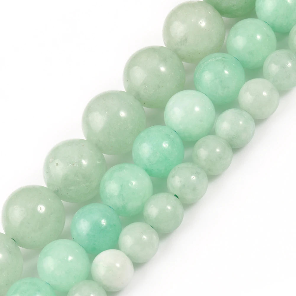 Wholesale Smooth Green Burmese Jade Stone Beads 6/8/10MM Sizes for Jewelry Making Design