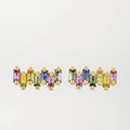 925 Sterling Silver Luxury 18k Gold Vermeil Plated Rainbow Baguette Stud Earring