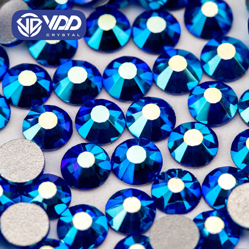 VDD 074 Sapphire AB SS4-SS30 Crystal Glass Rhinestone Glitter Flatback Stones for Nail Art Decoration DIY Craft Accessories