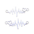 Charms ECG Heartbeat Connector Heart Link Antique Bronze Silver Color Pendants DIY Making Findings Handmade Tibetan Jewelry