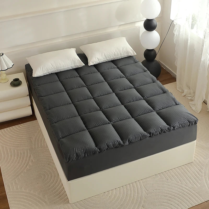 100% Polyester 700GSM Mattress Pad in Black Dark Grey Blue White With Skirt-TWIN FULL QUEEN KING Sizes Bedspreads & Coverlets