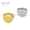 Religious Jewelry Prayer Hand Stainless Steel Signet Ring Silver Gold Plated Engraving Bible Verse Christian Jewelry for Men