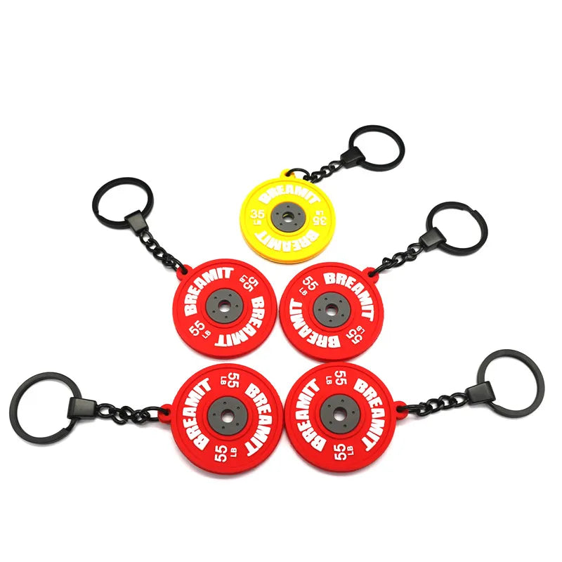 Gym Promotional Souvenir Personalised Keyring Design Keychain Rubber PVC Weight Plate Key Chain