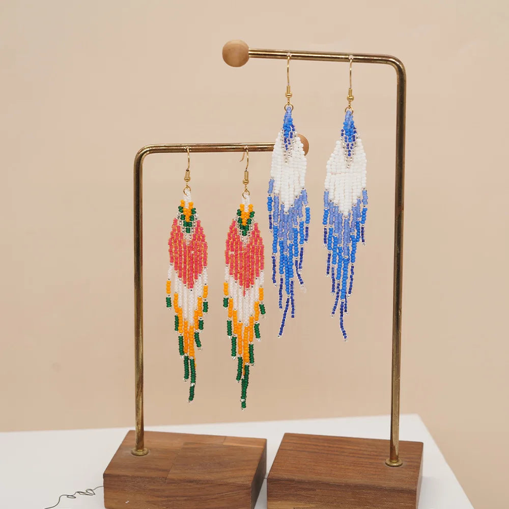 Go2boho Bohemian Summer Beach Girl Women Handmade Earring Long Tassel Colorful Fashion Jewelry Miyuki Bead Earring