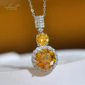 Silver 925 Original Total 6 Carat Diamond Test Past Round Brilliant Cut Yellow Moissanite Pendant Necklace Women Fine Jewelry