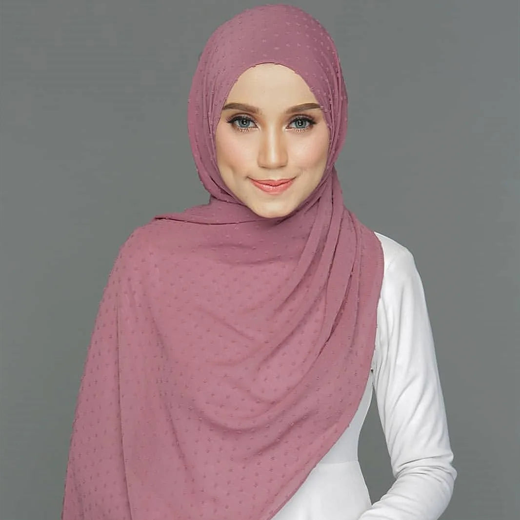 New Style Malaysia Indonesia Muslin Headscarf Ball Flocking Popular Plain Pearl Chiffon Hijab