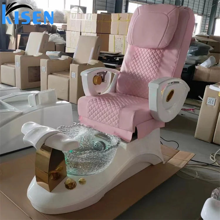 Luxury Modern Electric Spa Nail Foot Massage Spa Manicure Pedicure Chair Pink Plumbless Pedicure Station Chair Jet Pump