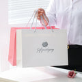 Custom Print Logo High End Hot Stamping Ivory Board Box Bag Paper Shopping Bag