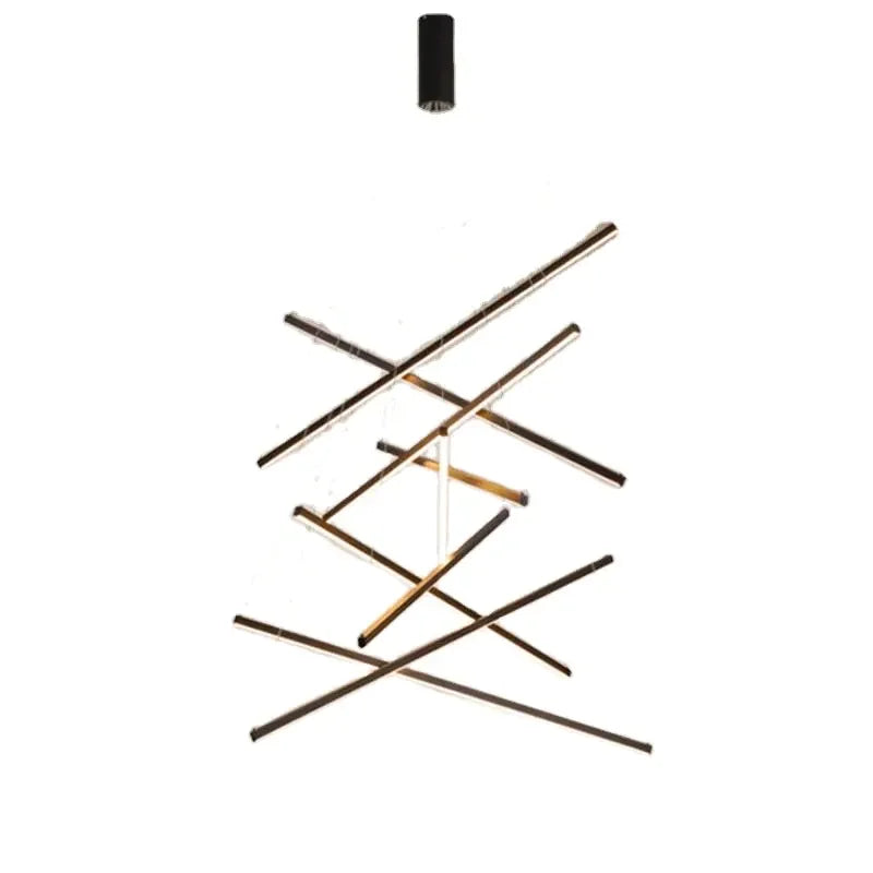 Switch Control Designer Led Pendant Light Linear Black Modern Chandelier for Living Room High Ceilings