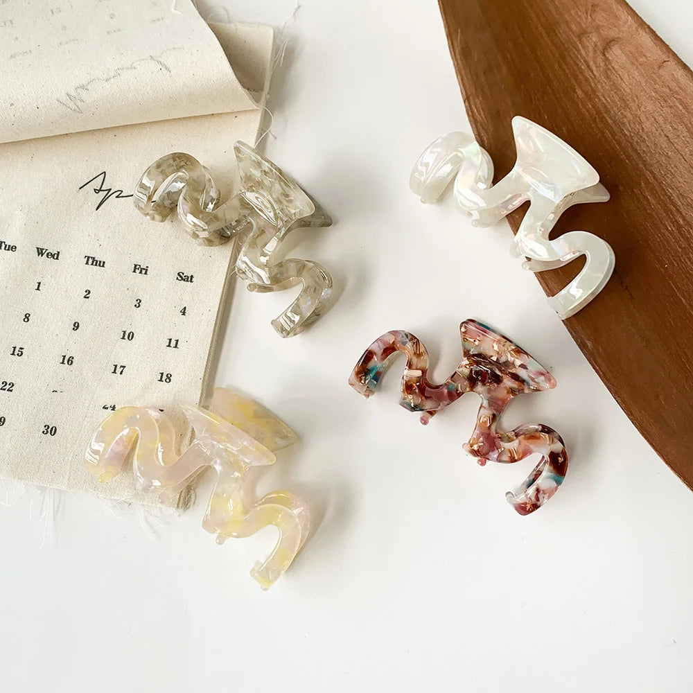 GENYA Wave Hair Claw Clips Minimalist Modern Dainty Plastic Shark Clip Hairpins Styling Tools Accessories