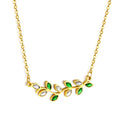 White Green Cubic Zirconia Necklace Leaf Short Necklace Fashion Jewelry 304 Stainless Steel Necklaces for Women