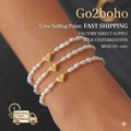 Go2boho New Women Jewelry Ramadan Gold Plated Heart Moon Star Charms Imitation Pearl Beaded Bracelet Set Gift for Her Friendship