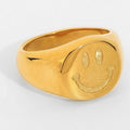 Custom Hot Smiling Face Ring Fashion Trend Stainless Steel Gold Plated Student Gift Cartoon Ring Customized Ring