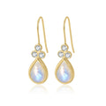 Sparkling Rainbow Blue Moonstone Earrings 925 Silver Pear Cut 6x9mm Waterdrop Dangle Hook Drop Earrings with Genuine Moonstone