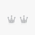 Ailmay 100% 925 Sterling Silver Simple Crown Earrings for Women Fashion Sterling Silver Tiny Ear Pin Korea Style Fine Jewelry