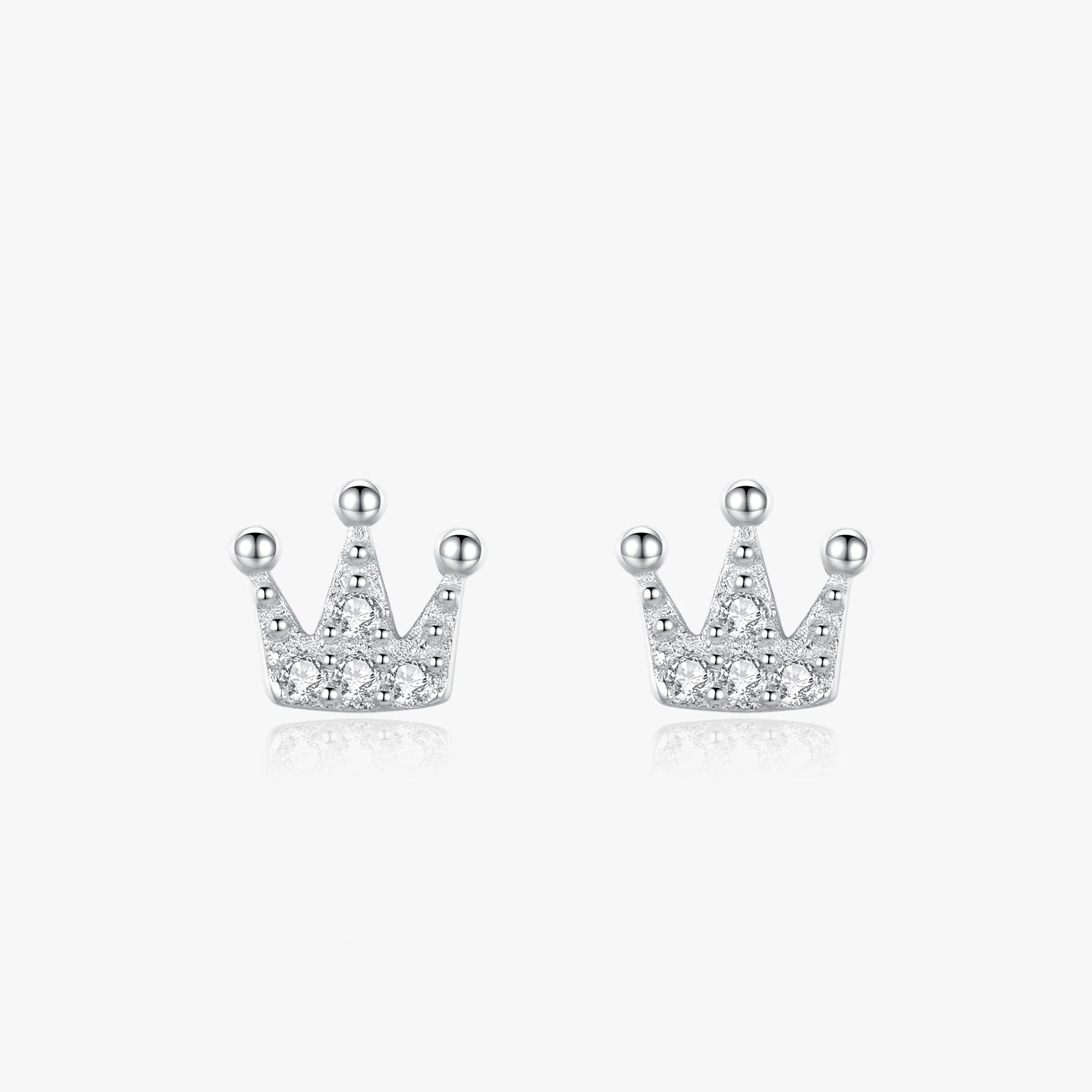 Ailmay 100% 925 Sterling Silver Simple Crown Earrings for Women Fashion Sterling Silver Tiny Ear Pin Korea Style Fine Jewelry
