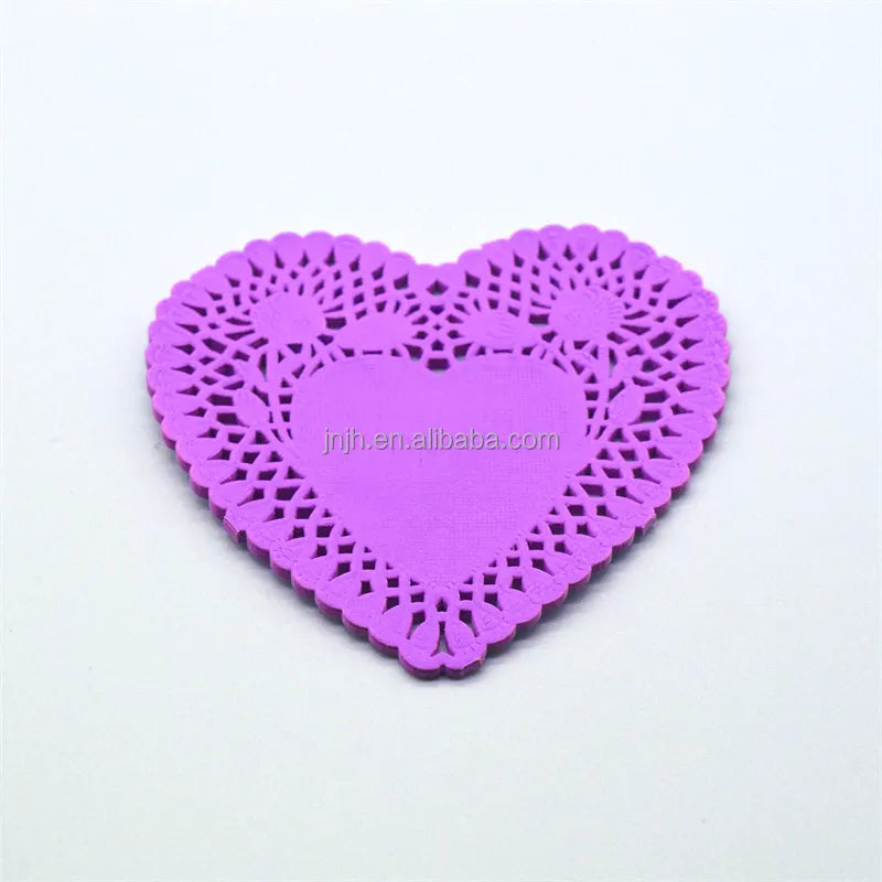 Disposable Food Grade Colored Rose Flower Oval Wedding Cake Trays Lace Paper Doilies