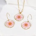 New Women Macaron Resin Necklace Pendants Fashion Resin Flower Earrings Necklace Jewelry Set for Woman