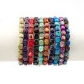 Natural Imperial Jasper Irregular Nugget Bracelets Pink Red Blue Mix Gemstone Healing Crystal Sea Sediment Jasper Bracelet