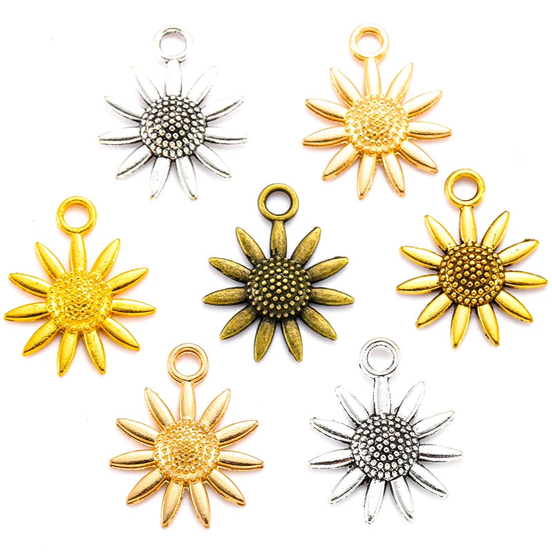 5 Colors Sunflower Charms Pendants DIY Jewelry for Necklace Bracelet Making Accessaries 23*19mm Q1125