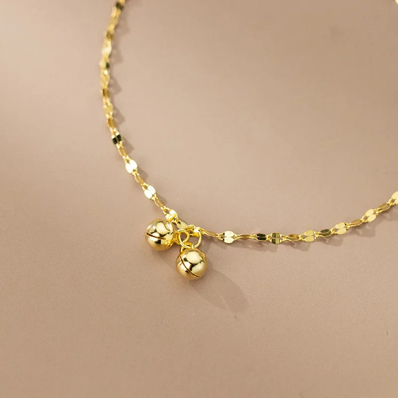 Cute Bell Shape Gold Plated 925 Sterling Silver Anklets Fashion Jewelry for Women